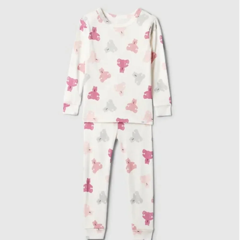 Baby Girl Teddy Bear Organic Cotton Pajama Set Size 3-6 Months